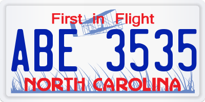 NC license plate ABE3535
