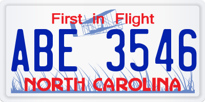 NC license plate ABE3546