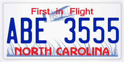 NC license plate ABE3555
