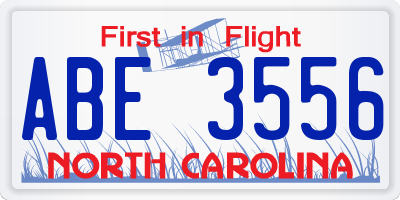 NC license plate ABE3556