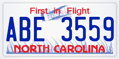 NC license plate ABE3559