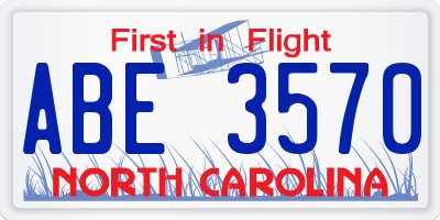 NC license plate ABE3570