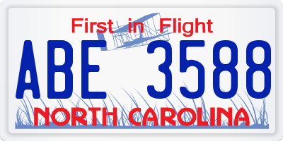 NC license plate ABE3588