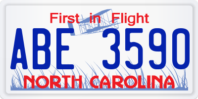 NC license plate ABE3590