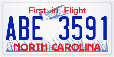 NC license plate ABE3591