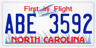 NC license plate ABE3592