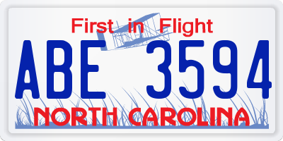 NC license plate ABE3594