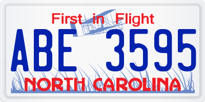 NC license plate ABE3595