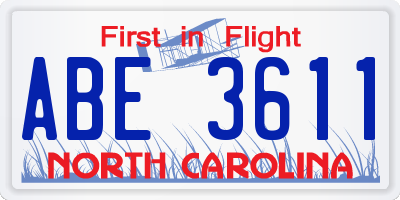 NC license plate ABE3611