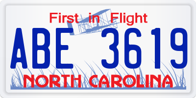 NC license plate ABE3619