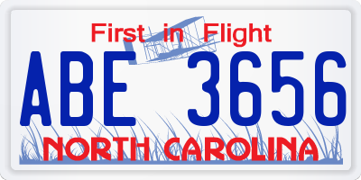 NC license plate ABE3656