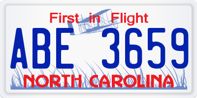 NC license plate ABE3659