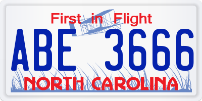 NC license plate ABE3666