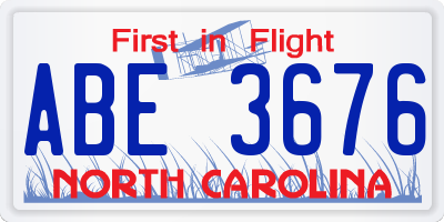 NC license plate ABE3676
