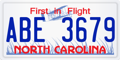 NC license plate ABE3679