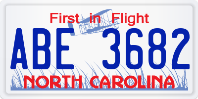 NC license plate ABE3682
