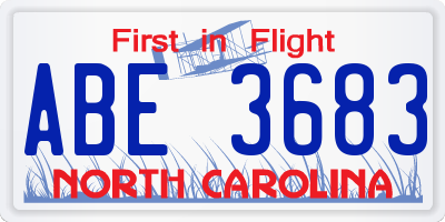 NC license plate ABE3683