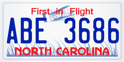 NC license plate ABE3686