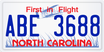 NC license plate ABE3688
