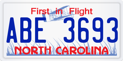 NC license plate ABE3693