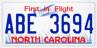 NC license plate ABE3694