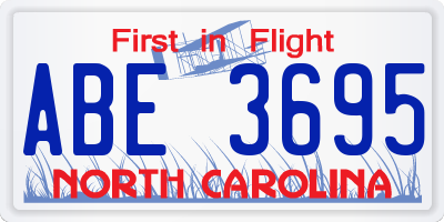 NC license plate ABE3695