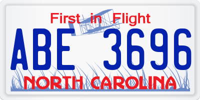 NC license plate ABE3696