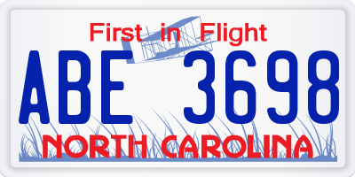 NC license plate ABE3698