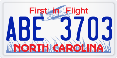 NC license plate ABE3703