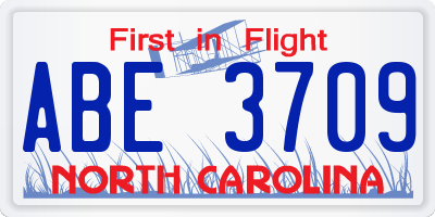 NC license plate ABE3709