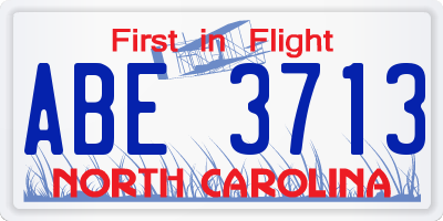 NC license plate ABE3713