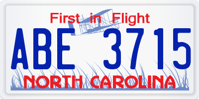 NC license plate ABE3715