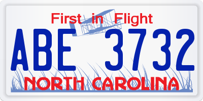 NC license plate ABE3732