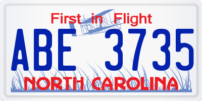 NC license plate ABE3735