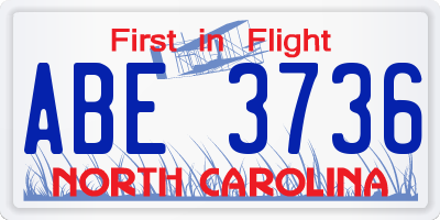 NC license plate ABE3736