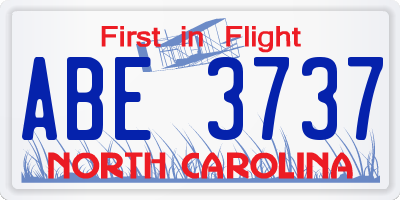 NC license plate ABE3737