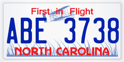 NC license plate ABE3738