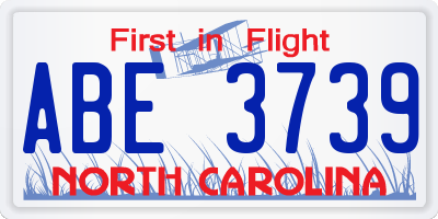 NC license plate ABE3739