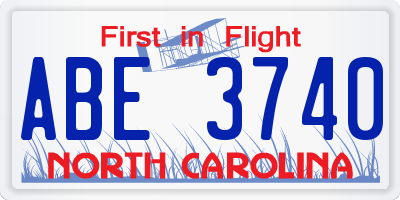 NC license plate ABE3740
