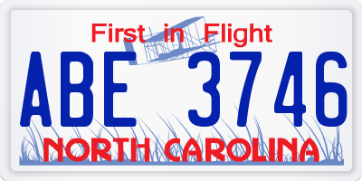 NC license plate ABE3746