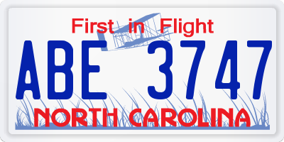 NC license plate ABE3747