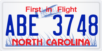 NC license plate ABE3748