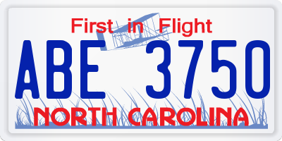 NC license plate ABE3750
