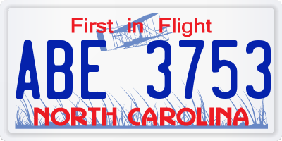 NC license plate ABE3753