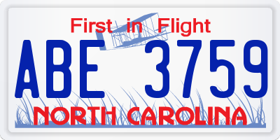 NC license plate ABE3759