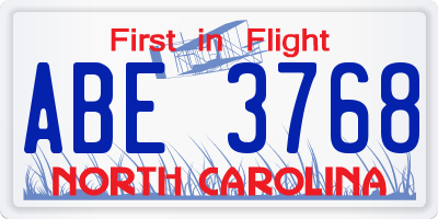 NC license plate ABE3768