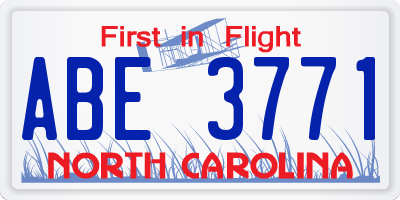 NC license plate ABE3771