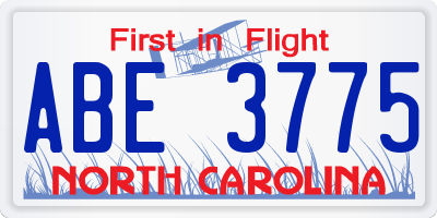 NC license plate ABE3775