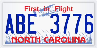 NC license plate ABE3776
