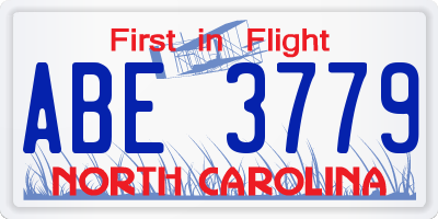NC license plate ABE3779